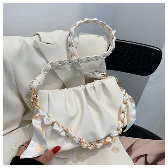 Y2K Statement Chain Ruched Shoulder Bag/Multiple colors available - Picture 16 of 16